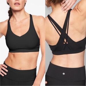Athleta Powervita Transcendence strappy back sports Bra black size small